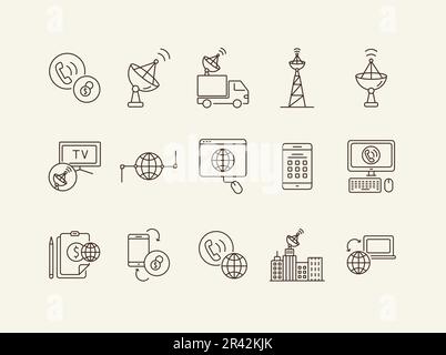 Dünne Symbolgruppe für Computernetzwerke Stock Vektor