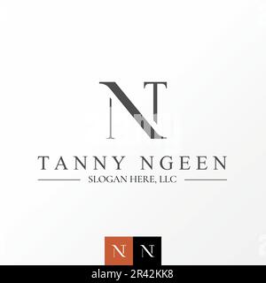 Logo-Design Grafikkonzept kreativ Abstraktes Premium-Vektormaterial Brief TN oder NT Schneiden von Serifenschriftart. Im Zusammenhang mit dem ersten Monogramm elegantes Gesetz Stock Vektor