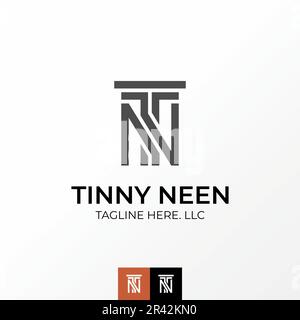 Logo Design Grafikkonzept kreativ Abstraktes Premium-Vektormaterial Schriftart TN oder NT Schnittlinie Rechteck. Bezieht sich auf das ursprüngliche Monogrammgesetz Stock Vektor
