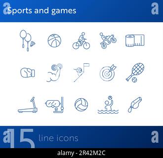 Symbolsatz für Sport- und Spiellinien Stock Vektor