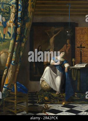 Allegorie des katholischen Glaubens, gemalt vom niederländischen Maler des Goldenen Zeitalters Johannes Vermeer im Jahre 1670-1672 Stockfoto