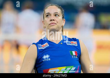 Lanciano, Italien. 22. Mai 2023. Francesca Bosio aus Italien wurde während des DHL Test Match Tournament womenís Volleyball zwischen Italien und Kroatien im Palazzetto dello Sport gesehen. Endstand: Italien 3:1 Kroatien. Kredit: SOPA Images Limited/Alamy Live News Stockfoto
