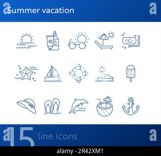 Symbolset für Sommerferien Stock Vektor