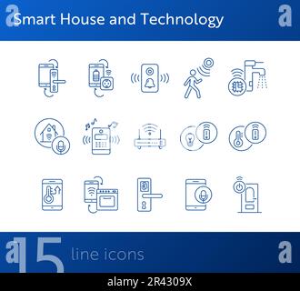 Smart House- und Technologievektor-Symbolsatz Stock Vektor