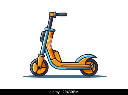 Kickroller oder Elektroroller. Umweltfreundliche Verkehrsmittel zur Miete in der Stadt. Stock Vektor