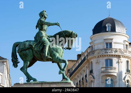 Berühmte Statue der Johanna d'Arc, Orleans, Frankreich Stockfoto