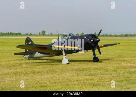 A6M Zero auf der Caslav Air Show 2023 in Caslav, Tschechische Republik Stockfoto