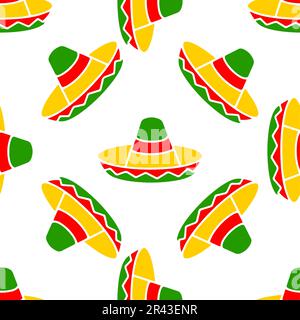Sombrero Hüte kritzeln Illustration nahtloses Muster. Vector-Handgemalte Hintergrundinformationen zu mexikanischer Fiesta-Party und Cinco de Mayo-Feiertag. Stock Vektor