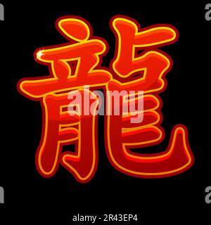 Roter Drache auf Chinesisch, Astrologie-Zeichen. Der symbolische Drache des neuen Jahres 2024 Stock Vektor
