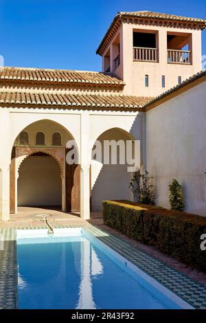 Andalusien Spanien. Die Alcazaba von Malaga. Patio de la Alberca Stockfoto