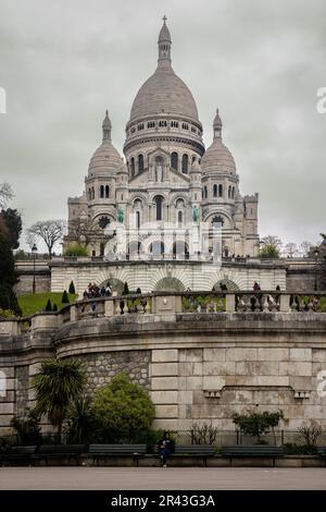 Basilica Sacre-Coeur de Montmatre, Vorderansicht, Montmatre, Paris, Frankreich Stockfoto