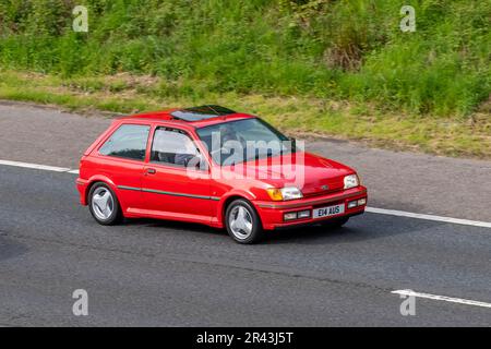 2021 Red Peugeot 3008 GT PureTech S/S PureTech 130 Start/Stop Grey Car SUV Benzinmotor 1200 cm3; Fahrt auf der Autobahn M61, Großbritannien Stockfoto