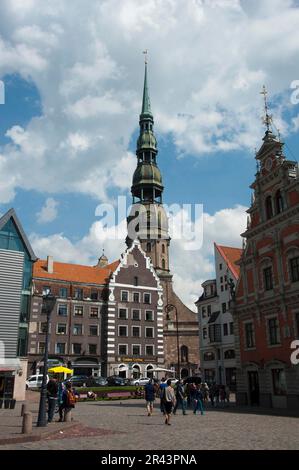 St. Peter's Church, Baltische Staaten, Europa, Kirche, Rathausplatz, Altstadt, Ratlaukums, Riga, Lettland Stockfoto