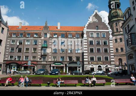 Häuser, Kungu Straße, in der Nähe des Rathausplatzes, Altstadt, Riga, Lettland, baltische Staaten Stockfoto
