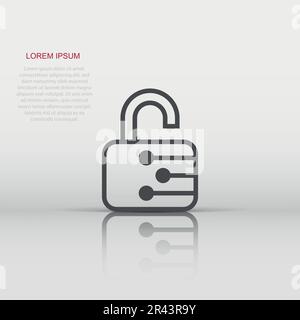 Cyber Security Icon im flachen Stil. Bügelschloss Vector Illustration auf weißem Hintergrund isoliert gesperrt. Geschlossen passwort Business Konzept. Stock Vektor