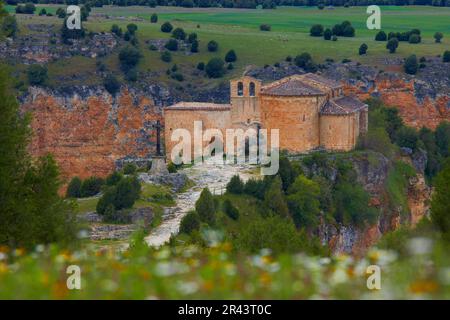 San Frutos del Duraton Hermitage, Hoces del Duraton, Duraton River Gorges, Hoces del Rio Duraton Natural Park, Sepulveda, Segovia Province Stockfoto