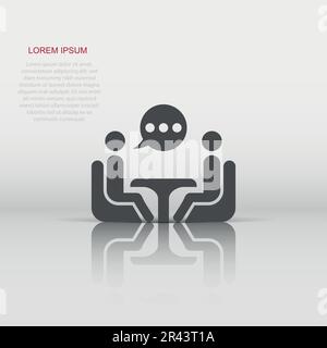 Business Consulting Symbol im flachen Stil. Zwei Personen mit Tisch Vector Illustration auf weißem Hintergrund isoliert. Restaurant dialog Business Konzept. Stock Vektor