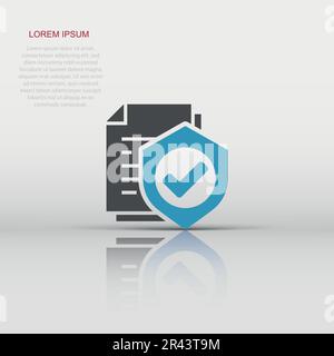 Versicherung Symbol im flachen Stil. Bericht Vector Illustration auf weißem Hintergrund isoliert. Document Business Konzept. Stock Vektor