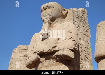 Alte ägyptische Statuen im Tempel von Karnak, Luxor, Ägypten Stockfoto