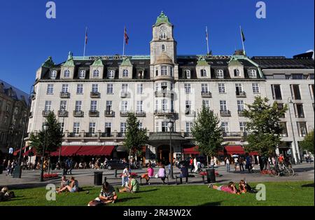 Grand Hotel, Karl Johans Gate, Oslo, Norwegen, Karl Johann Straße Stockfoto