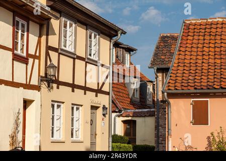 Fachwerkhäuser am Münzberg in Quedlinburg Stockfoto