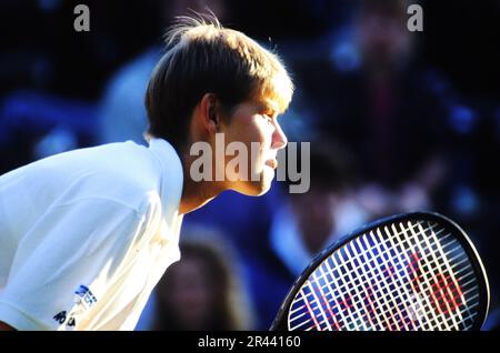 Anke Huber, deutsche Tennisspielerin, auf dem Tennisplatz. Stockfoto