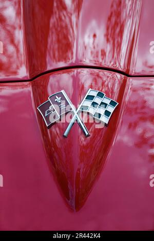 Logo Chevrolet Corvette Stingray, Vintage 1965, Classic Days, Berlin, Deutschland Stockfoto