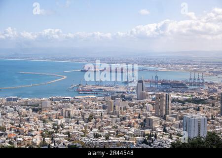 Das Stadtbild von Haifa und die Metropolregion Stockfoto