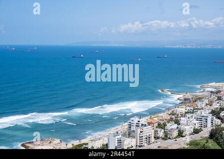 Das Stadtbild von Haifa und die Metropolregion Stockfoto