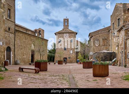 Palazzo Comunale oder Palazzo del Archivio, Piazza del Pretorio, Centro Storico di Sovana, Toskana, Italien Stockfoto