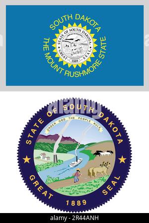 South Dakota US State Flag and Coat of Arm Design Stock Vektor