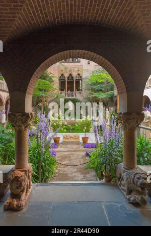 Atrium der Fenway Hof, Garten im Innenhof, Isabella Stewart Gardner Museum, Boston, Mass, Massachusetts, North America, US, USA Stockfoto