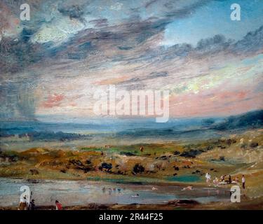 Hampstead Heath mit Teich und Badegäste, John Constable, 1821, Stockfoto