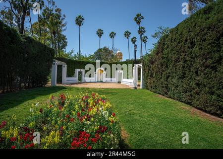 Sevilla, Spanien - 5. April 2019: Glorieta de Ofelia Nieto (Kreisverkehr von Ofelia Nieto) im Maria Luisa Park - Sevilla, Andalusien, Spanien Stockfoto