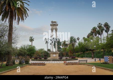 Kolumbus-Denkmal in den Murillo-Gärten (Jardines de Murillo) - Sevilla, Andalusien, Spanien Stockfoto