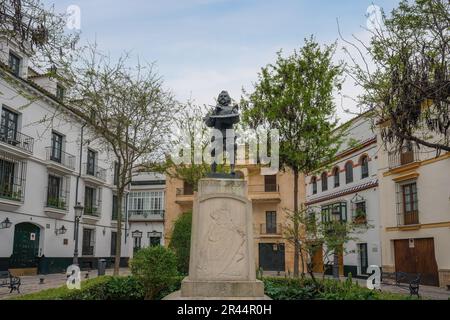 Denkmal für Zurbaran an der Plaza de Pilatos - Sevilla, Andalusien, Spanien Stockfoto