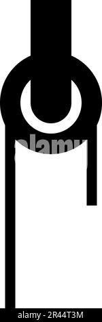 Seilwinde mit Seilrolle Konstruktion Kletterblock Ausrüstung Riemenscheibe Symbol schwarz Vektor Illustration Bild flach einfach Stock Vektor