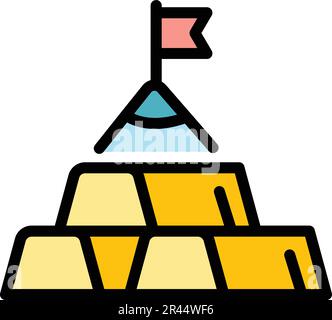 Zielsymbol für Goldreserven. Outline Gold Bank reserviert Zielvektorsymbol für Webdesign isoliert auf weißem Hintergrund flach Stock Vektor