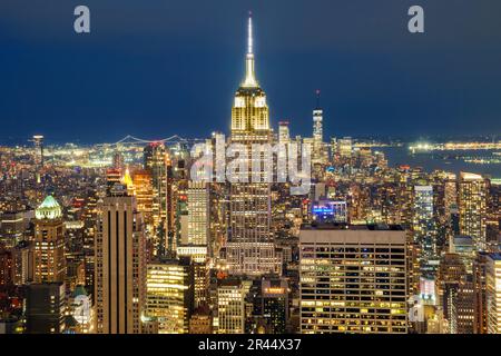 Skyline von Manhatten, Panoramaaussicht, New York City, NY, Vereinigte Staaten von Amerika Stockfoto