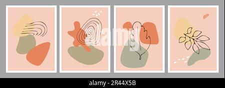 Trendige Herbstposter im abstrakten Bo-Stil Stock Vektor