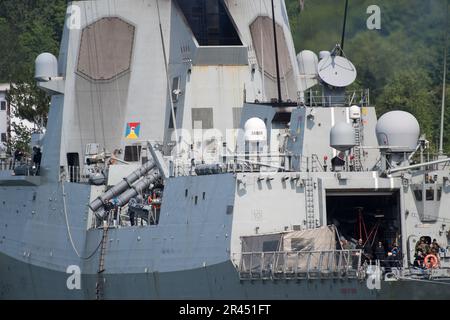 Gdynia, Polen. 26. Mai 2023 Spanische Fregatte der Alvaro de Bazan-Klasse ESPS Alvaro De Bazan F101, Teil der ständigen NATO Maritime Group One SNMG1, kam im Hafen von Gdynia an © Wojciech Strozyk / Alamy Live News Stockfoto