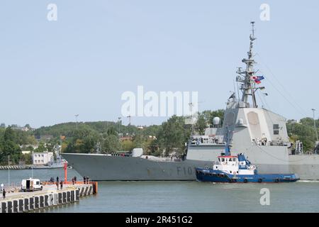 Gdynia, Polen. 26. Mai 2023 Spanische Fregatte der Alvaro de Bazan-Klasse ESPS Alvaro De Bazan F101, Teil der ständigen NATO Maritime Group One SNMG1, kam im Hafen von Gdynia an © Wojciech Strozyk / Alamy Live News Stockfoto