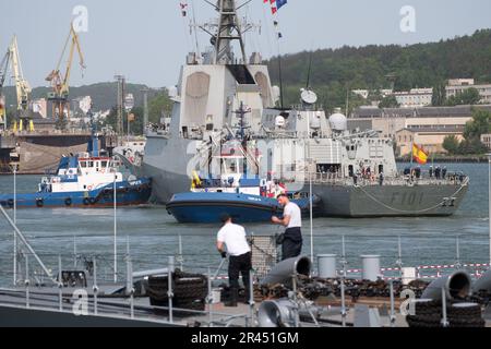 Gdynia, Polen. 26. Mai 2023 Spanische Fregatte der Alvaro de Bazan-Klasse ESPS Alvaro De Bazan F101, Teil der ständigen NATO Maritime Group One SNMG1, kam im Hafen von Gdynia an © Wojciech Strozyk / Alamy Live News Stockfoto