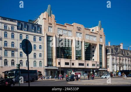 Das Eden teatro war eines der wichtigsten Art déco-Kinos Lissabons und wurde 1931 eröffnet und 1989 geschlossen. Es ist jetzt ein Aparthotel Stockfoto