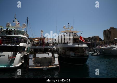 Montecarlo, Monaco. 26. Mai 2023. Boot über den Hafen während des Monaco GP, 25-28. Mai 2023 Montecarlo, Formel 1-Weltmeisterschaft 2023. Kredit: Unabhängige Fotoagentur/Alamy Live News Stockfoto