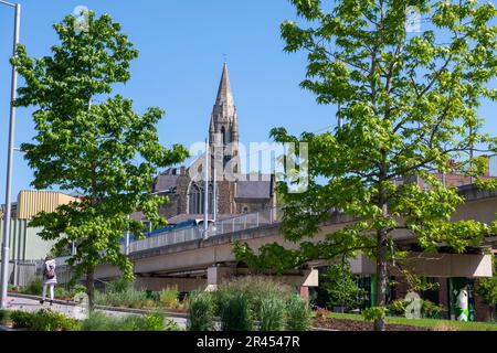 New Trees and Public Realm auf Middle Hill und Sussex Street in Nottingham City, Nottinghamshire England Großbritannien Stockfoto