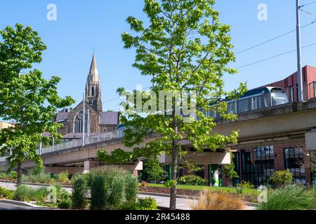 New Trees and Public Realm auf Middle Hill und Sussex Street in Nottingham City, Nottinghamshire England Großbritannien Stockfoto