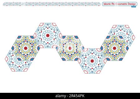 Islamische geometrische Dekorationsmuster, Hintergrundsammlung, islamisches Dekorationsvektorbild im Hintergrund Stock Vektor