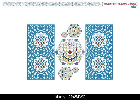 Islamische geometrische Dekorationsmuster, Hintergrundsammlung, islamisches Dekorationsvektorbild im Hintergrund Stock Vektor