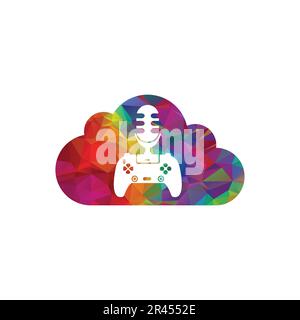 Logo für Cloud-Gaming-Vektoren. Logo für Videospiele und Cloud-Symbole. Stock Vektor